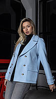 Пальто - пиджак женское демисезонное, короткое, Молочный, Жемчужный, Голубой, Синий, Красный, S, S-M, L, XL