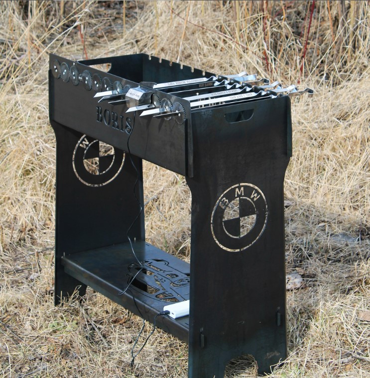 Мангал на 8 шт розбірний високий з індивідуальним гравіюванням - на подарунок, фото 1