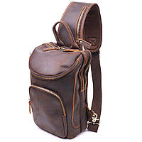 Винтажная мужская сумка через плечо из натуральной кожи 21303 Vintage Коричневая ht