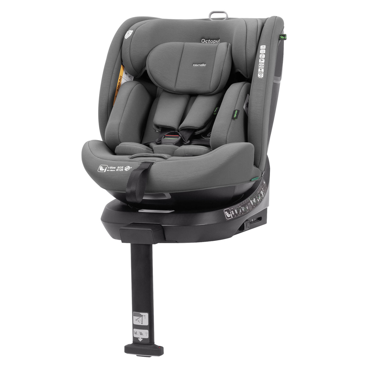 Автокрісло з поворотом та опорною стійкою ISOFIX Octopus CARRELLO на зріст 40-150 см Сірий