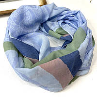 Натуральный мягкий шарф снуд. Женский бафф на весну Сине - Зеленый