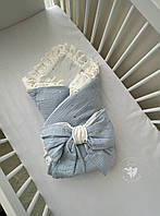 Муслиновый плед-конверт Baby Comfort хлопок 100% голубой hd