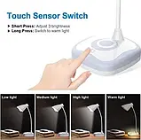 Бездротова, світлодіодна настільна лампа з USB та 3 рівнями яскравості, сенсорним керуванням, з енергозберігаючою портативною, фото 2