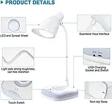 Бездротова, світлодіодна настільна лампа з USB та 3 рівнями яскравості, сенсорним керуванням, з енергозберігаючою портативною, фото 4