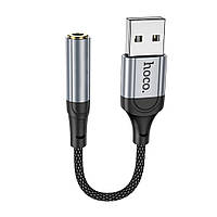 SM Адаптер переходник Hoco LS36 USB to Jack 3.5 (F) черный