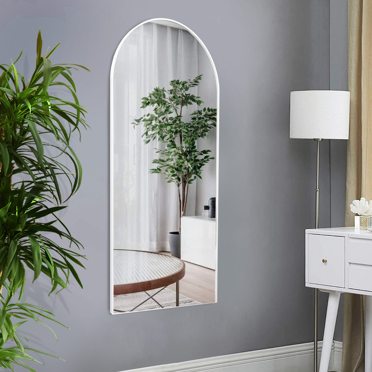 Дзеркало настінне 150х70 см у металевій рамі напівкругле. Дзеркала для передпокою, вітальні, будинку лофт, фото 1