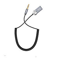 SM AUX кабель Hoco DUP02 Bluetooth to Jack 3.5 пружинный автомобильного аудиоресивера черный