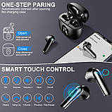Бездротові навушники Bluetooth 5.3 Навушники 50H Playtime Stereo Bass Earbuds, навушники-вкладиші з 4 ENC Mic LED Display, фото 5