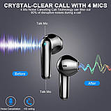 Бездротові навушники Bluetooth 5.3 Навушники 50H Playtime Stereo Bass Earbuds, навушники-вкладиші з 4 ENC Mic LED Display, фото 4