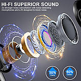 Бездротові навушники Bluetooth 5.3 Навушники 50H Playtime Stereo Bass Earbuds, навушники-вкладиші з 4 ENC Mic LED Display, фото 8