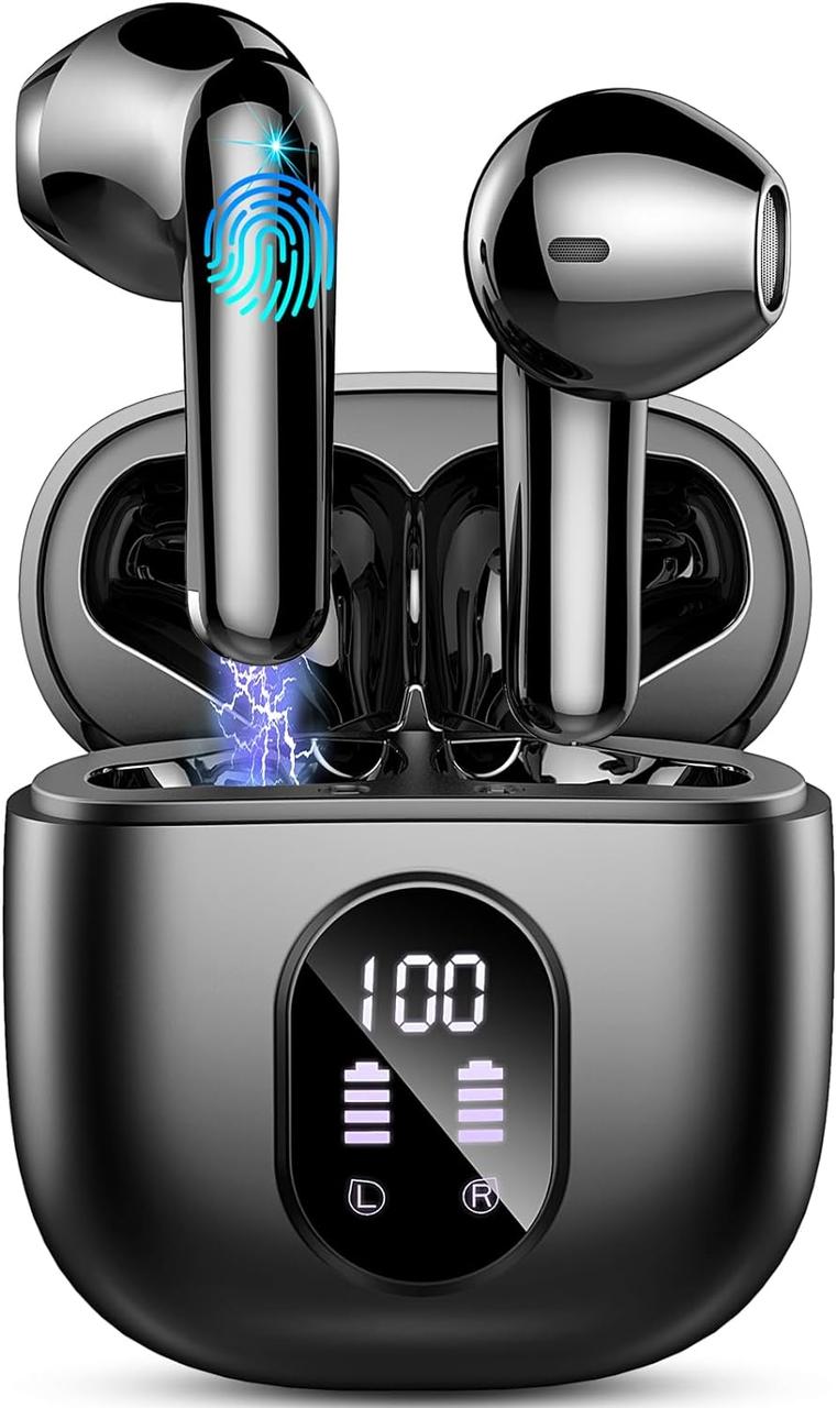 Бездротові навушники Bluetooth 5.3 Навушники 50H Playtime Stereo Bass Earbuds, навушники-вкладиші з 4 ENC Mic LED Display
