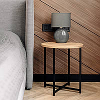 Столики для гостиной в стиле лофт размер S круглий, кофейный стол маленький стильный Черный Дуб