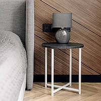 Кофейный стол маленький размер S круглий металл-дизайн, столики для гостиной в стиле лофт Белый Угольный камень