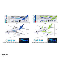 Музичний літак A380-6/C919-2 (108шт/2) інерційний світиться 2 види у пакеті 55*6,5*17,5 см