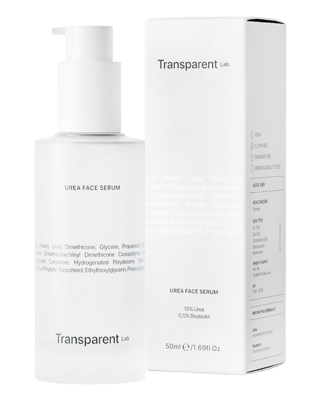 Transparent Lab Зволожуюча сироватка з 15% сечовиною Urea Face Serum 50 ml