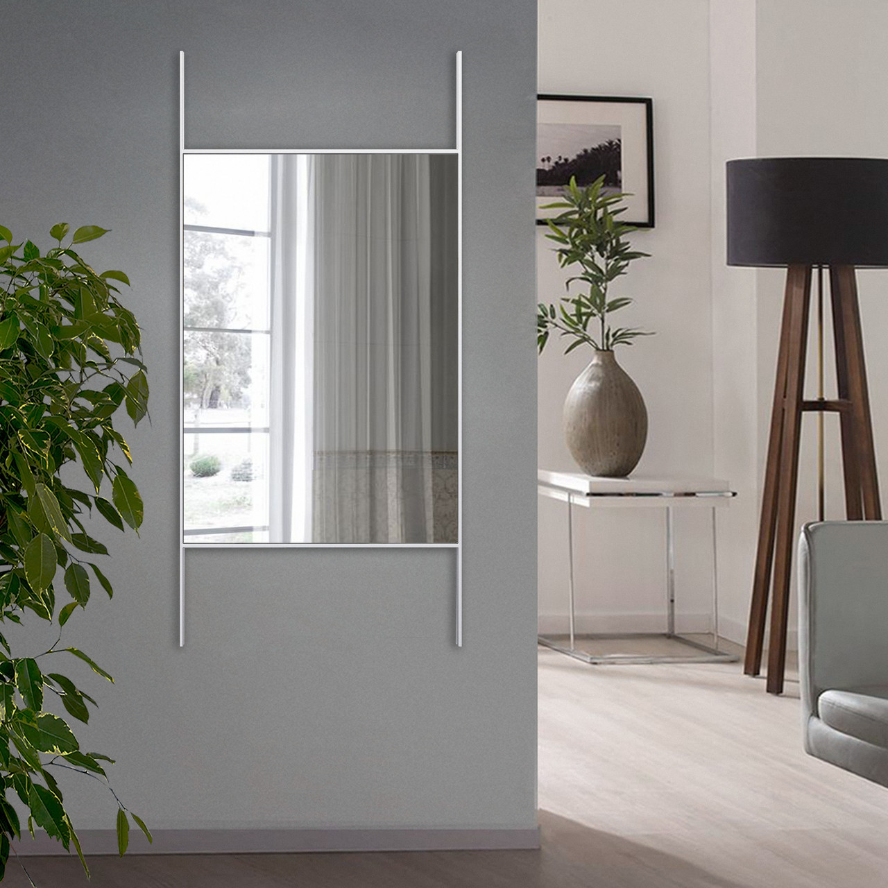 Дзеркало настінне 150х70 см в металевій рамці ростове. Дзеркала для передпокою, вітальні, будинку лофт Білий, фото 1