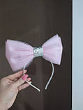 Бант Обруч Барби Ободок Барбі бант фатін і шкіра розовый 280 грн, фото 2