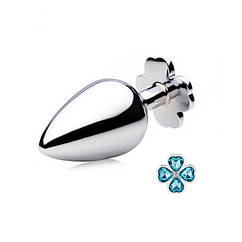 Анальна пробка Metal Clover Butt Plug Jewelry Small Blue Bdsm4u ZZ, код: 8188358