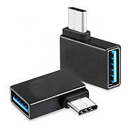 Перехідник обладнання Lucom USB Type-C-3.0A M F (USB3.0) адаптер OTG 90° вліво чорний (62.09. ZZ, код: 7454350