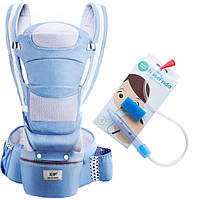 Хипсит Эрго-рюкзак Baby Carrier 6 в 1 Джинсовый + Детский назальный аспиратор (vol-1437) MN, код: 6690194