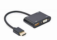 Адаптер Cablexpert A-HDMIM-HDMIFVGAF-01 HDMI-HDMI VGA+Аудио 3,5 0.15 м Черный GL, код: 8413275