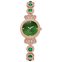 Жіночий кварцовий наручний годинник з безліччю білих фіанітів Королівський Шарм золотисті