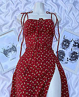 Жіноча сукня на зав'язках , софт принт, в розмірах 42-44; 46-48