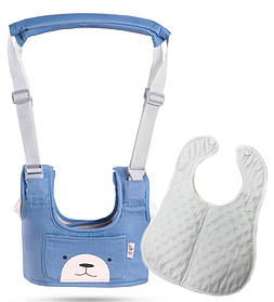 Набір дитячі рукавиці-ходунки з додатковими підкладками Синій і слинявчик на кнопці Білий IB, код: 2641221
