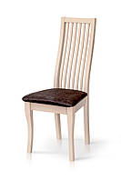 Деревянный классический мягкий обеденный кухонный стул с высокой спинкой в бежевом цвете для маленькой кухни Жасмин