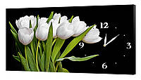 Настенные часы ProfART на холсте 30 x 53 см Белые тюльпаны (c246_S) GL, код: 1225699