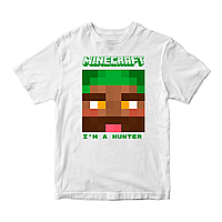 Футболка белая с принтом онлайн игры Minecraft I'm a Hunter Minecraft Кавун 9-10 лет ФП012023 MN, код: 8379395