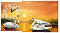 Настенные часы на холсте Декор Карпаты Пара Лебедей K-130 Оранжевый (oBQy91845) MN, код: 1224561