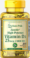 Витамин Д3 Puritans Pride 1000 МЕ 200 капсул (31190) IB, код: 1535980