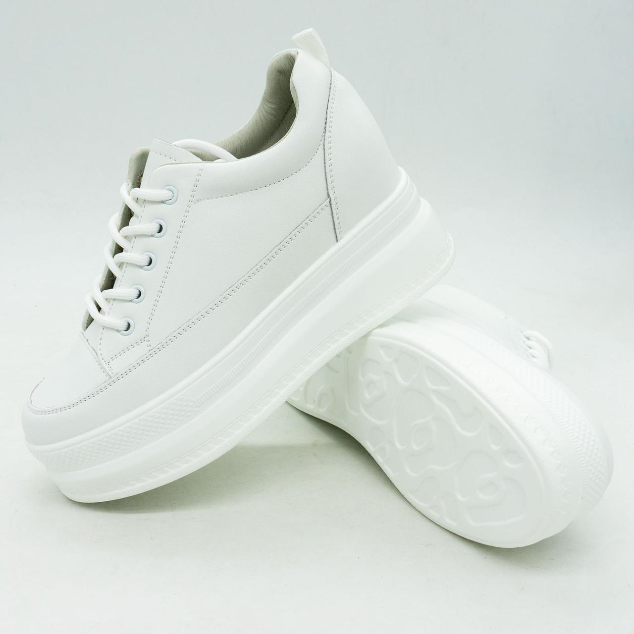 Жіночі шкiрянi кросівки на танкетці Fashion 268 білі 37. Розміри в наявності: 37, 38, 39.