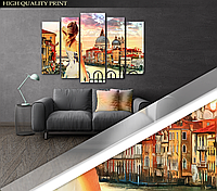 Модульна картина Poster-land у вітальню спальню Дівчина у Венеції Art-358_5 ( 80х118см ) Po TS, код: 6501935
