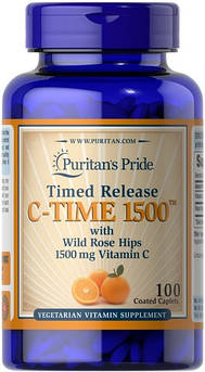 Puritan's Pride Vitamin C-1500 mg with Rose Hips Timed Release 100 таблеток