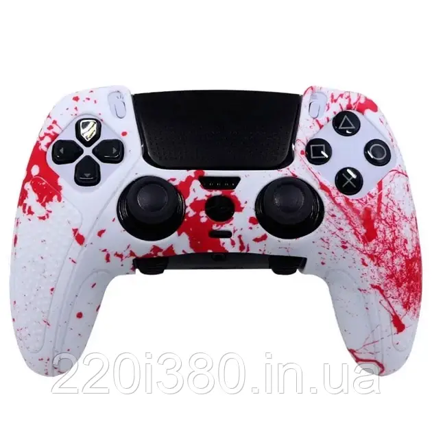 Силіконовий чохол для геймпада PS5 Dualsense Edge (white-red), фото 1