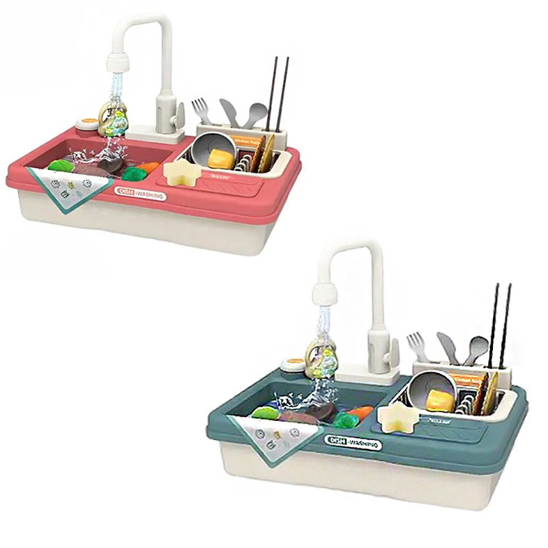 Іграшкова Мийка посуду, мийка з продуктами і столовими приборами, іграшковий кухонний набір, 2 кольори (KY768)