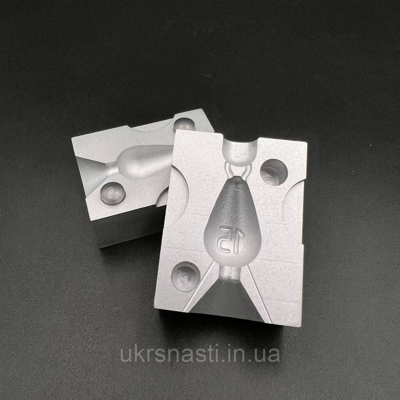 Якісна форма для грузил Грушка 40 г, метал Д16Т, Форми для лиття рибальських грузил, фото 1