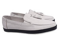 Туфлі лофери чоловічі з натуральної шкіри на низькому ходу колір Білий Ridge 420-21DTC 43 GL, код: 7365645