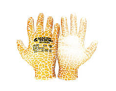 Рукавички безшовні трикотажні MASTERTOOL "Водуванчик" з поліуретановим покриттям долоні 9" 17-20 г підвіс