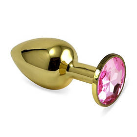 Золота анальна пробка з рожевим каменем Rosebud Anal Plug Medium Lovetoy IB, код: 8180427