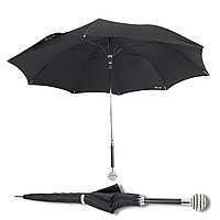 Ексклюзивна жіноча парасолька-тростина Pasotti, напівавтомат, 8 спиць, темно-синій з сріблястою ручкою з камінням