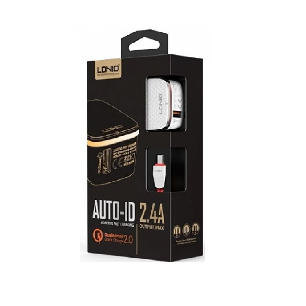 Home Charger 2.4A 1U Micro Cable (1m) Ldnio DL-A1204Q White, фото 1