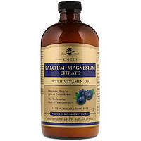 Микроэлемент Кальций Solgar Calcium Magnesium Citrate with Vitamin D3 Liquid 16 fl oz 473 ml ZK, код: 7527141