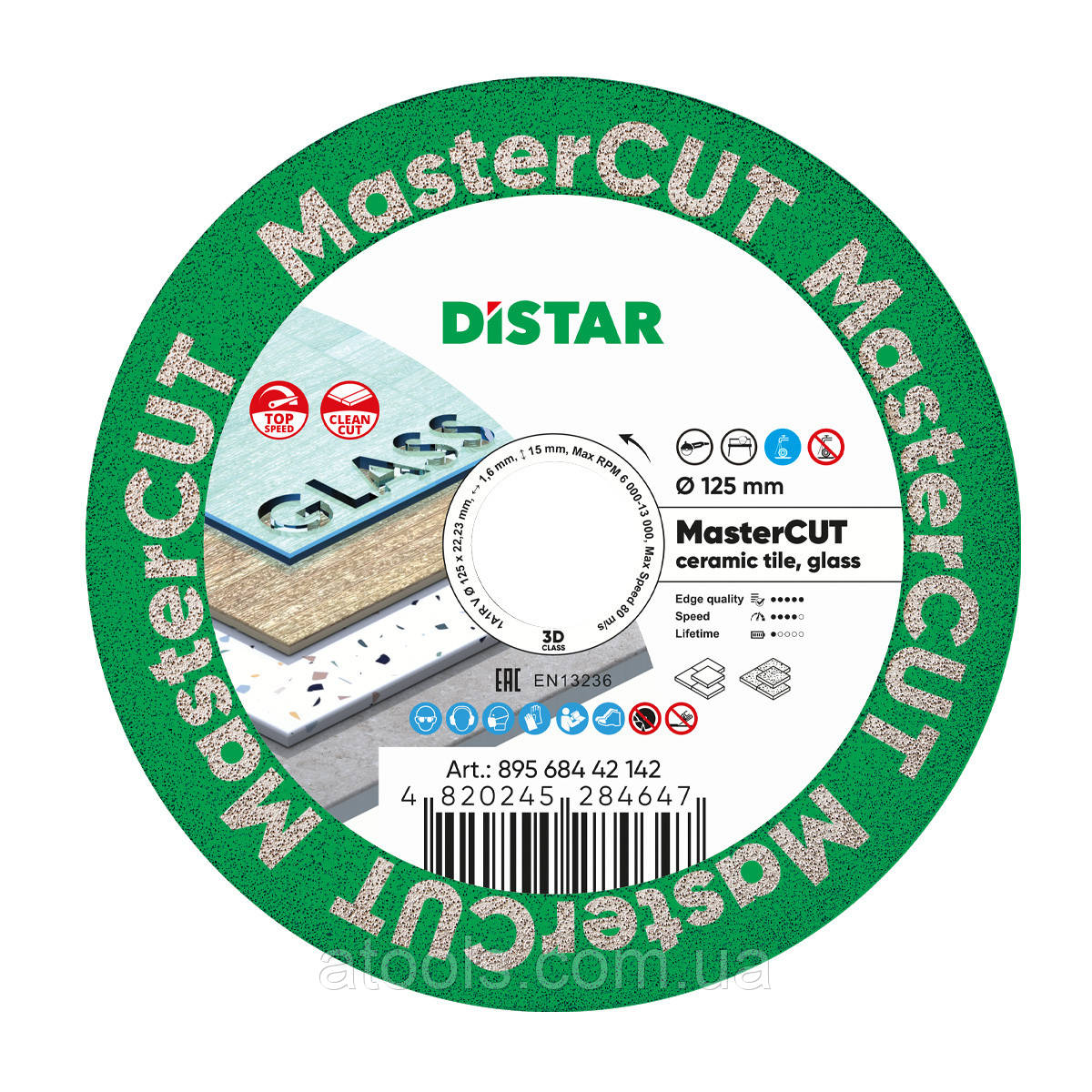 Алмазний диск по керамограніту Distar MasterCUT 125x1,6/1,0x15x22.2 (89568442142)