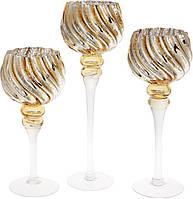 Декоративні скляні свічники Stylish gold 3 штуки DP96370 BonaDi MN, код: 8390005