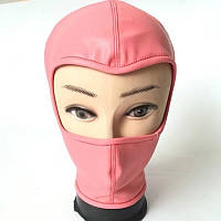 Маска на лицо из искусственной кожи с открытыми глазами розовая Bdsm4u TS, код: 8367203