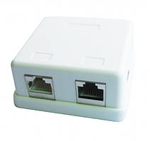 Розетка Cablexpert (NCAC-HS-SMB2) 2хRJ-45, Cat5Е, зовнішня, біла