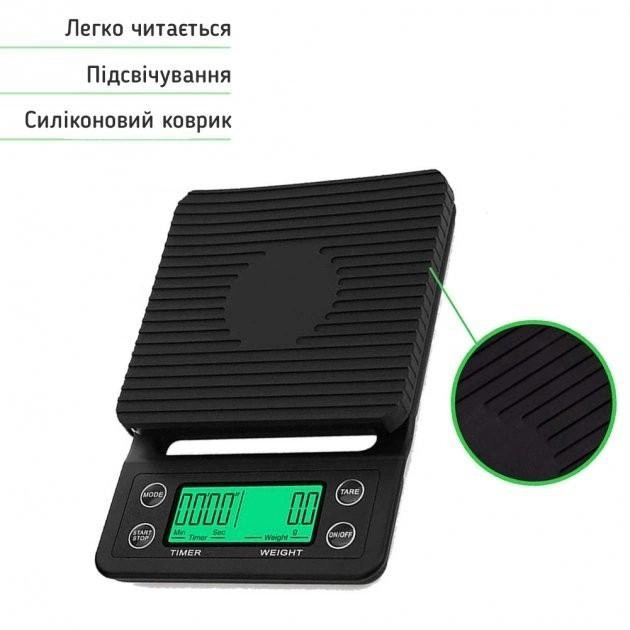 Весы кухонные электронные с дисплеем CG-622 на платформе с таймером до 3 кг - фото 3 - id-p2145963483